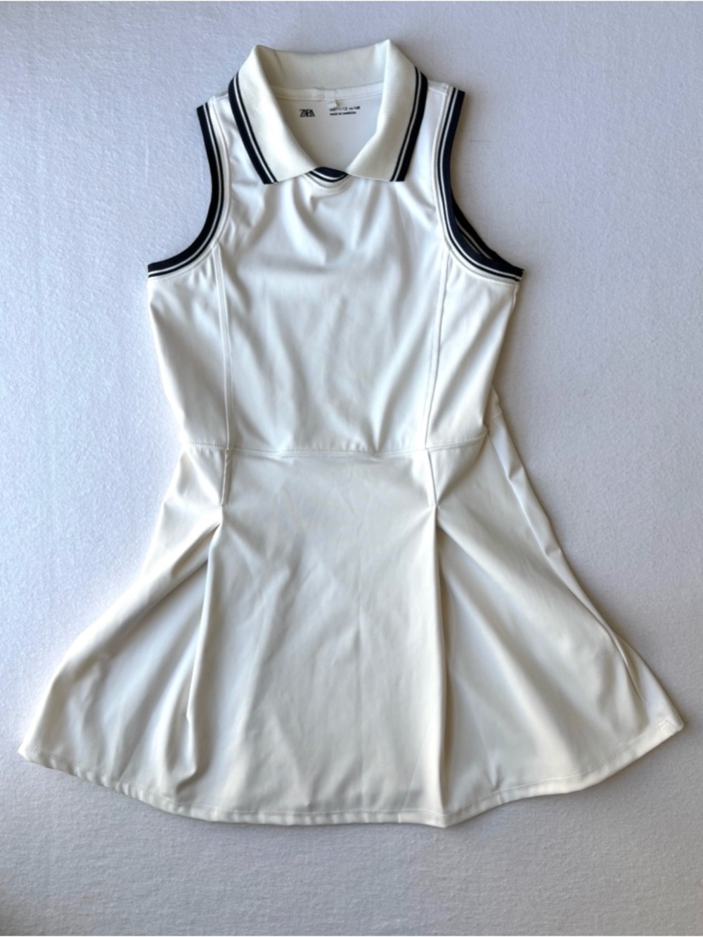 ZARA Girls Tennis Polo Dress Youth Size 11/12 White Sporty Stretch School